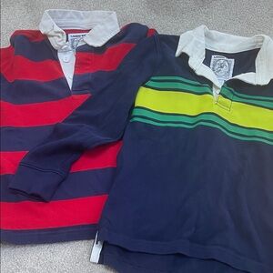 Toddler Boys Lands' End Rugby Shirts (Red/Navy and Navy/Green) Size Mediume 5-6